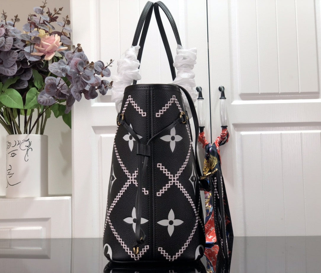 Louis Vuitton Neverfull MM in Tela Damier Azur - Rosa Ballerina
